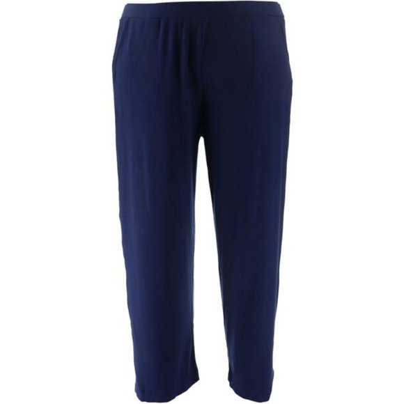 NWT DENNIS BASSO WIDE-LEG TUXEDO PULL-ON PANTS NAVY XXS - Picture 2 of 9